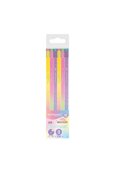 Keyroad O��wek drewniany z gumk� opalizuj�cy HB mix (12 szt