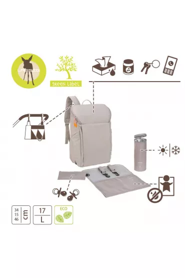 Lassig Green Label Plecak dla mam z akcesoriami Slender Up Backpack taupe beowy