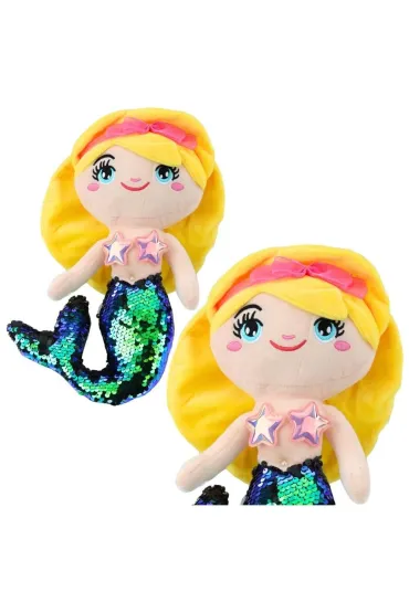 LeanToys Syrenka pluszowa z ogonem w cekiny zielona 30cm