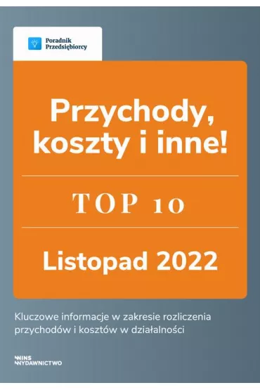 eBook Przychody, koszty i inne - TOP 10 Ksi�gowo�� pdf - Andrzej  Lazarowicz