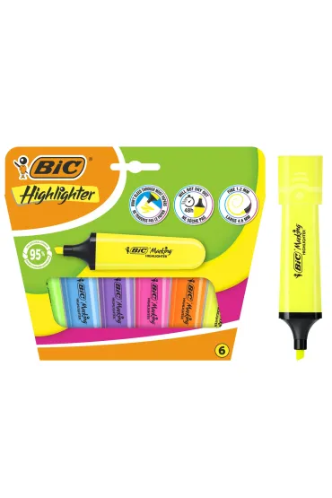 Zakre�lacz Flat Neon mix 6 szt BIC