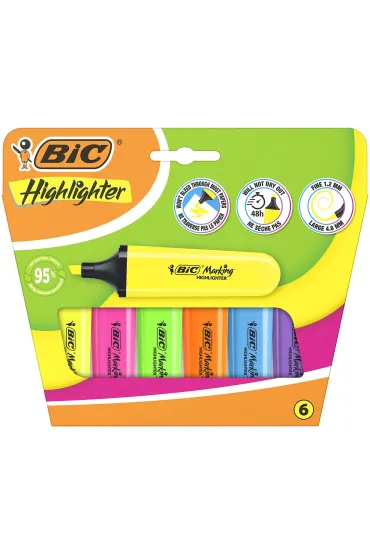 Zakre�lacz Flat Neon mix 6 szt BIC