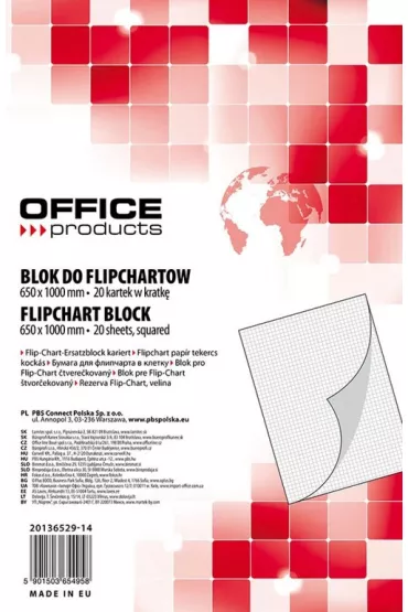 Office Products Blok do flipchart�w kratka, 65 x 100 cm 20 kartek