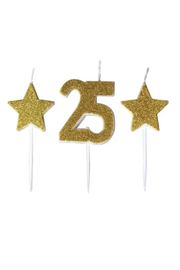 GoParty �wieczki urodzinowe 25 z gwiazdkami