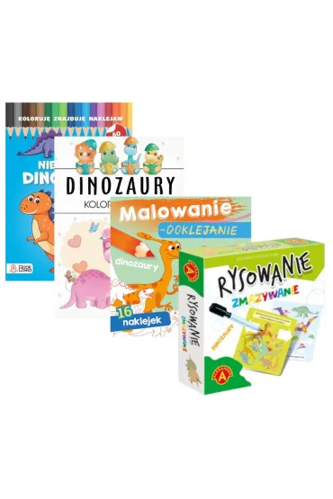 Pakiet Dinozaury: Malowanie-doklejanie. Dinozaury, Niezwyk�e dinozaury. Koloruj�, znajduj�, naklejam, Dinozaury. Kolorowanka, Rysowanie zmazywanie. Dinozaury - Pakiety na nagrody