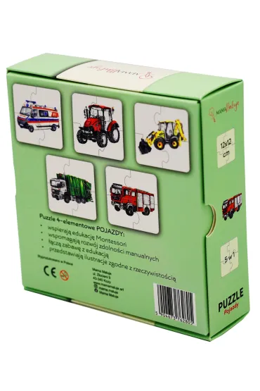 Puzzle 4 el. Pojazdy Mama Maluje