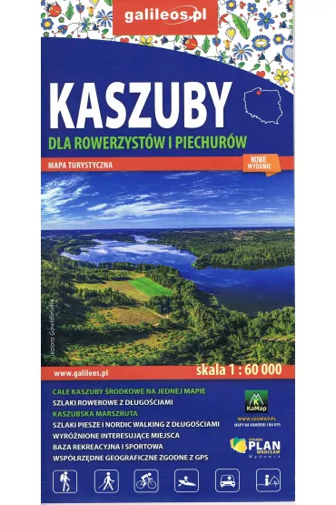 Kaszuby dla rowerzyst�w i piechur�w - mapa turystyczna 1: 60 000