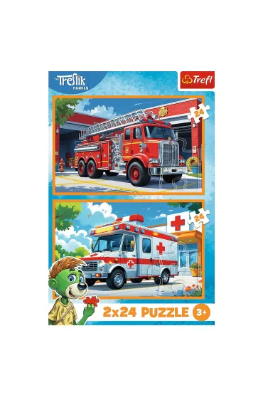 Puzzle 2x24 el. W�z stra�acki i karetka Trefl