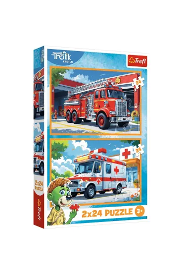 Puzzle 2x24 el. W�z stra�acki i karetka Trefl