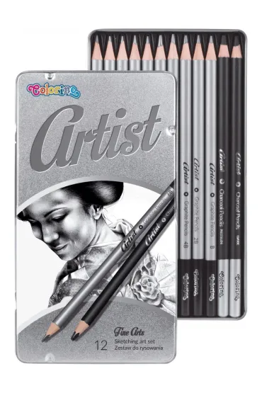 Patio Zestaw do rysowania Artist w metalowym pude�ku 12 szt.