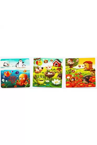Puzzle 3w1 50 el. Puzzlika. �wiat zwierz�tek Cubika