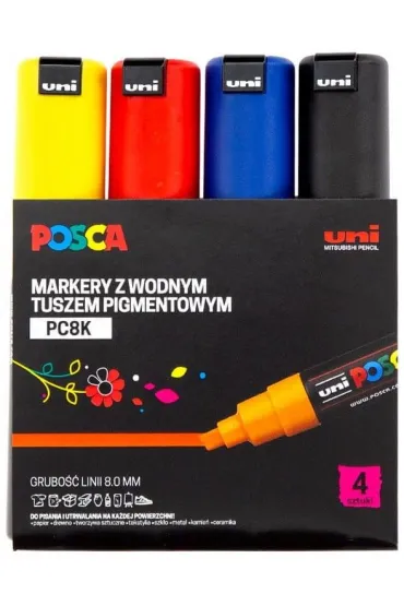 Uni Mitsubishi Pencil Markery plakatowe PC-8K 4 szt.