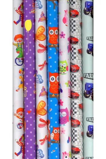 W&k Papier do pakowania prezent�w wz�r dzieci�cy 200x70 /80gram./ MIX WZOR�W
