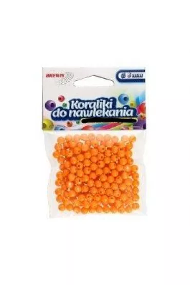 Brewis Koraliki do nawlekania + sznurek pomara�czowe 6mm, 16g