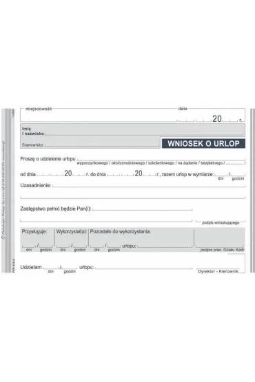 Michalczyk i Prokop Druk Wniosek o urlop A6