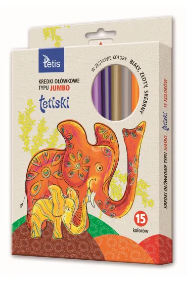 Tetis Kredki o��wkowe Jumbo 15 kolor�w