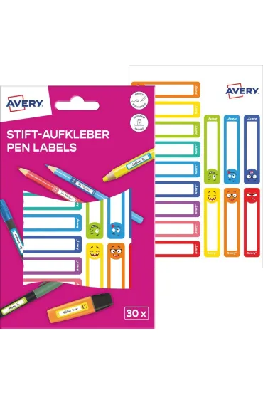 Avery Zweckform Naklejki na przybory do pisania; 50 x 10 mm , 30 naklejek.; kolorowe bu�ki, AVERY, RESMI30S