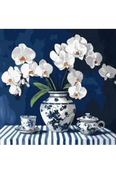 Ideyka Malowanie po numerach - Orchidea w porcelanie 40x40cm