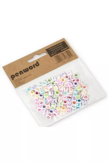Penword Koraliki literki kolorowe 6x6mm