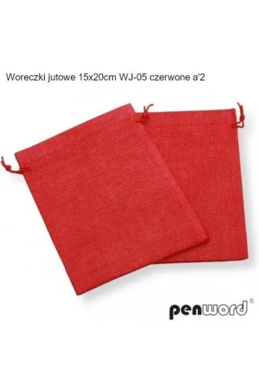 Penword Woreczki jutowe czerwone 20x15cm