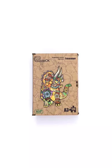 Puzzle drewniane eko 130 el. Triceratops A3 Maksik