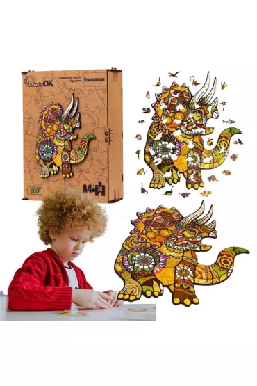 Puzzle drewniane eko 130 el. Triceratops A3 Maksik