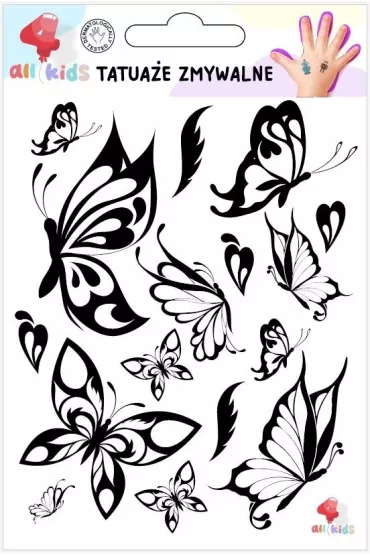 Tatua�e zmywalne dla dzieci Czarne motyle All4Kids