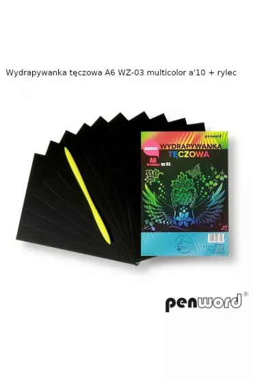 Wydrapywanka t�czowa A6 10 arkuszy WZ-03 multikolor + rylec Polsirhurt