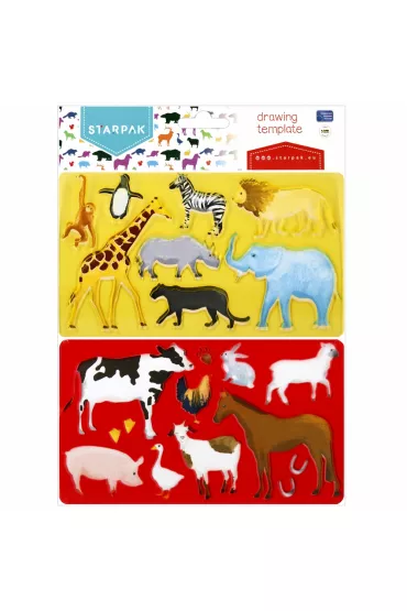 Starpak Plastikowy szablon rysunkowy - zwierz�ta 2 szt.