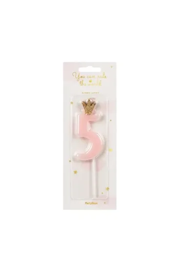 PartyDeco �wieczka urodzinowa 5 jasny r�owy 9.5cm