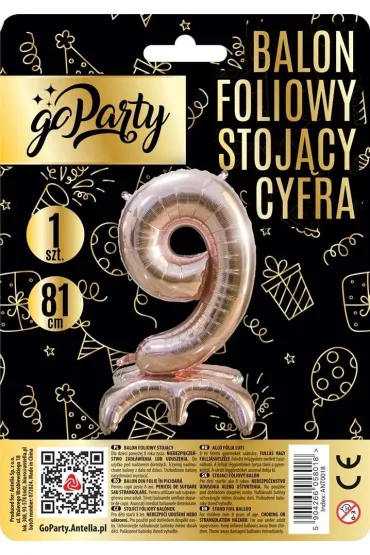 GoParty Balon foliowy stoj�cy 9 rose gold 81cm