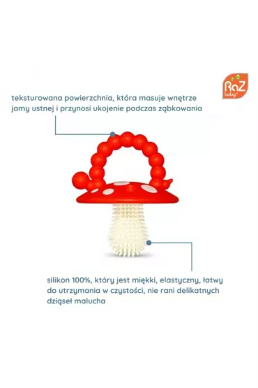 Gryzak logopedyczny Grzybek dla niemowl�t na z�bkowanie - czerwony i zielony RazBaby