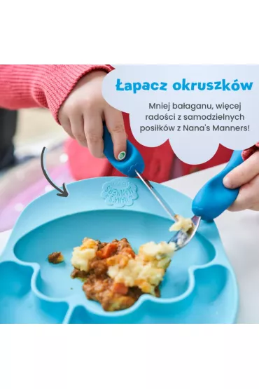 Nana`s Manners Etap 2, Talerz silikonowy tr�jdzielny z przyssawk�, niebieski