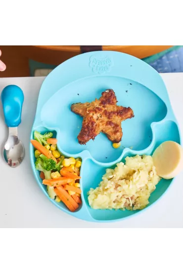 Nana`s Manners Etap 2, Talerz silikonowy tr�jdzielny z przyssawk�, niebieski