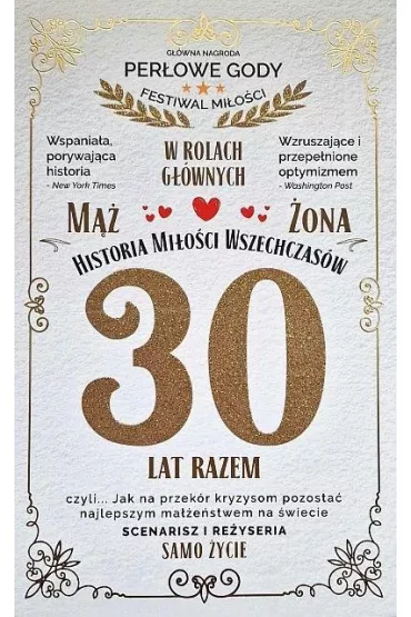Yeku Karnet 30 rocznica �lubu (per�owa)