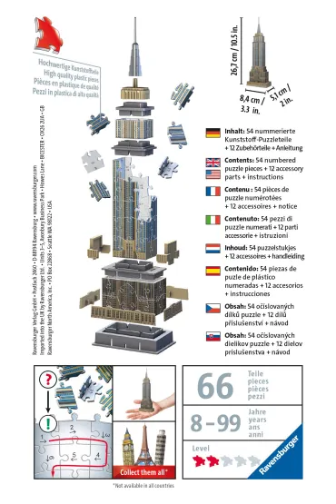 Puzzle 54 el. 3D Mini budowle. Empire State Building Ravensburger