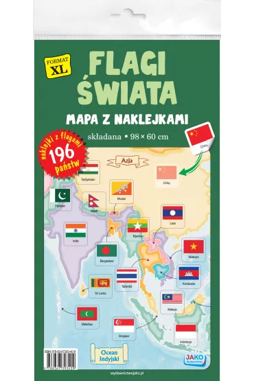 Flagi wiata. Mapa z naklejkami
