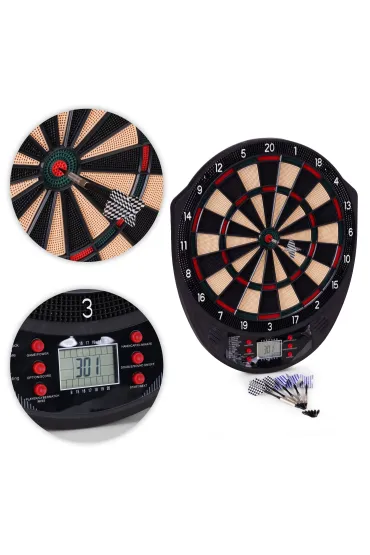 Elektroniczna tarcza do darta gry w rzutki lotki tablica LCD 41 cm 26 gier zestaw 6 rzutek Multistore