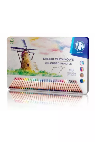 Astra Kredki o��wkowe drewno cedrowe metalowe pude�ko 36 szt.