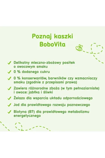BoboVita Porcja Zb� Kaszka mleczna 7 zb� jab�ko-�liwka po 8. miesi�cu 210 g