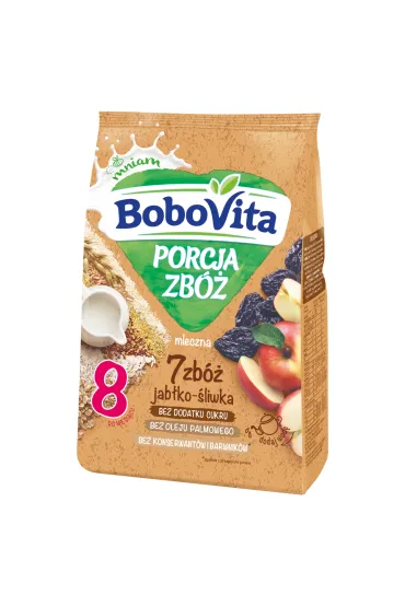 BoboVita Porcja Zb� Kaszka mleczna 7 zb� jab�ko-�liwka po 8. miesi�cu 210 g