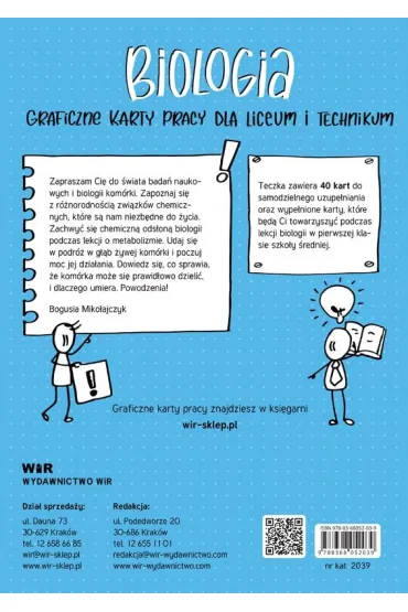 Biologia. Graficzne karty pracy dla liceum i technikum. Poziom podstawowy. Zestaw 1 - Bogus�awa  Miko�ajczyk