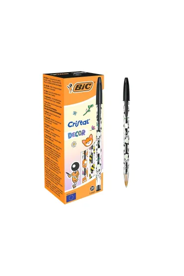 Paczka D�ugopis czarny BIC Cristal Kawaii Decor  20szt.