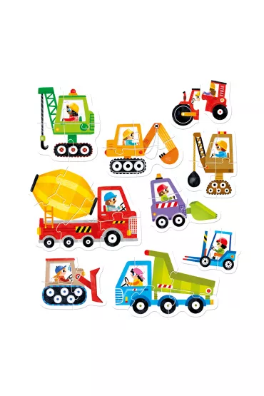 Puzzle progresywne 33 el. Pojazdy na budowie Bright Junior Media