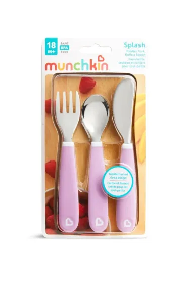 Zestaw stalowych sztu�c�w dla dzieci Munchkin fioletowy
