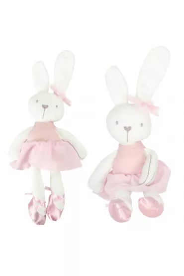 Maskotka pluszowa pluszak przytulanka kr�lik zaj�czek w r�owej sukience 42cm