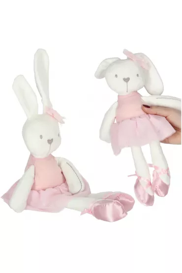 Maskotka pluszowa pluszak przytulanka kr�lik zaj�czek w r�owej sukience 42cm
