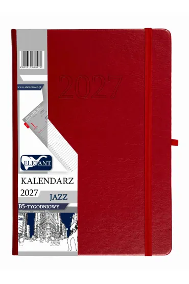 Kalendarz Jazz 2027 B5 tygodniowy czerwony
