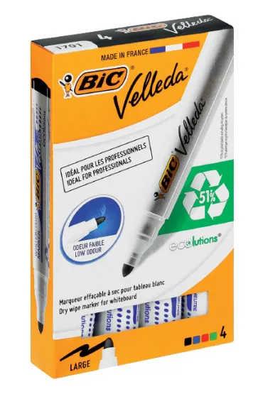 Bic Marker sucho�cieralny Velleda okr�g�y 4 szt.