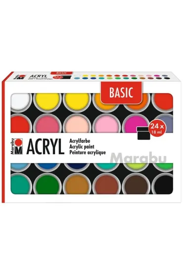 Marabu Farby akrylowe Basic 18ml 24 kolory 432 ml